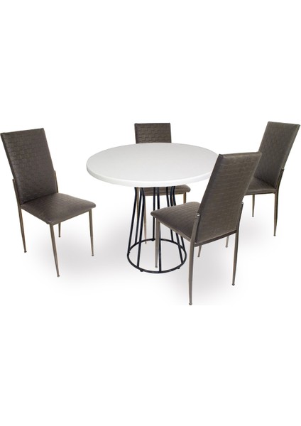 Palermo Werzalit - Gözde Masa Takımı Q80 - Siyah Beyaz