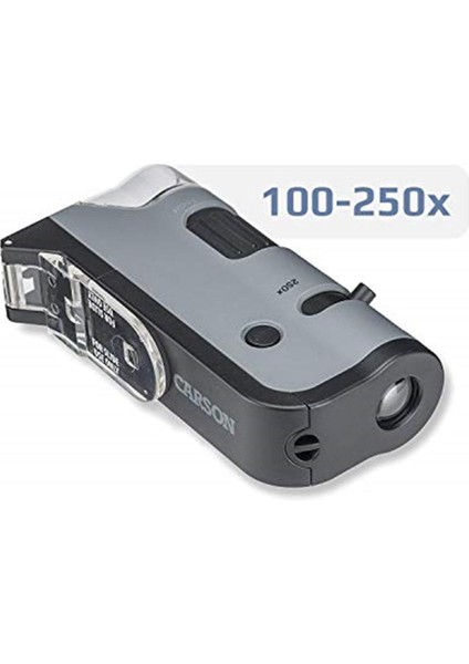 Carson Microflip 100250X LED Işıklı Cep Mikroskop Akıllı Telefon Digiscoping Adaptör Klipsli