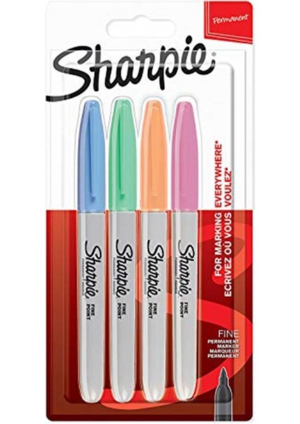 Sharpie Fine Permanent Markör 4'lü Paket Pastel Renkler
