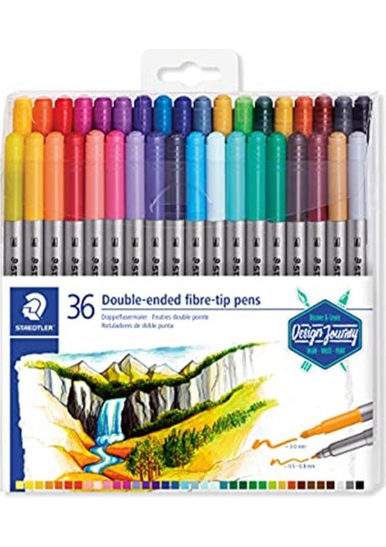 Staedtler 3200 TB36 Çift Uçlu Keçeli Kalem 3.0 0.50.8 mm 36'lı