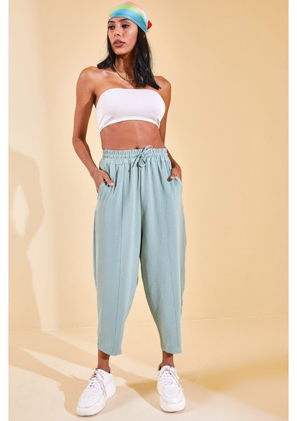 Mint Yeşili Beli Lastikli Slouchly Pantolon 2YXK5-46168-58