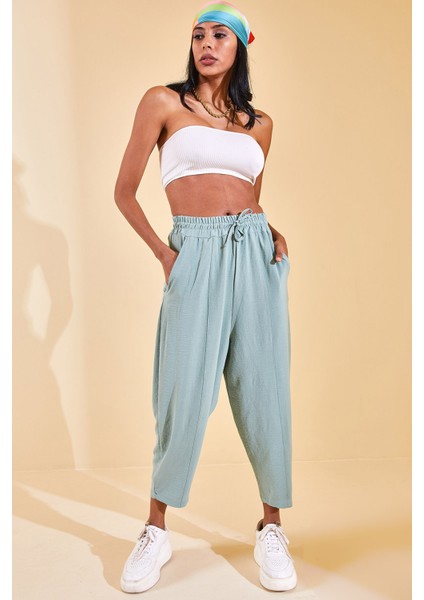 Mint Yeşili Beli Lastikli Slouchly Pantolon 2YXK5-46168-58