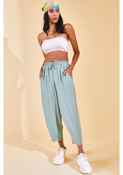 Mint Yeşili Beli Lastikli Slouchly Pantolon 2YXK5-46168-58 fiyatları