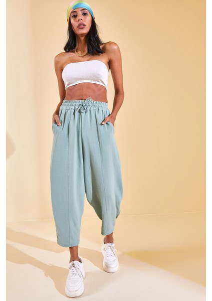 Mint Yeşili Beli Lastikli Slouchly Pantolon 2YXK5-46168-58 fırsatları