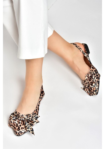 Leopar Saten Kumaş Kadın Babet H726809004 modelleri