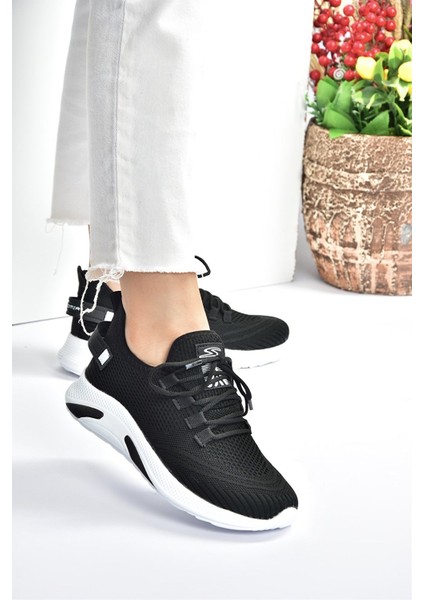 Siyah/beyaz Triko Kumaş Kadın Spor Ayakkabı M702006204 modelleri