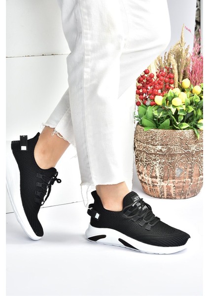 Siyah/beyaz Triko Kumaş Kadın Spor Ayakkabı M702006204 fırsatları