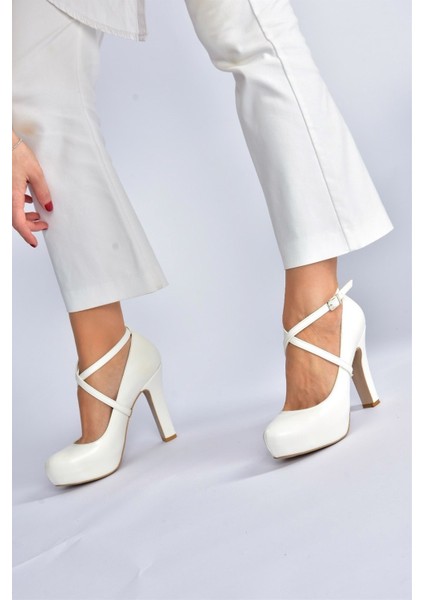 Beyaz Platform Topuklu Kadın Abiye Ayakkabı M348007609 fiyatları