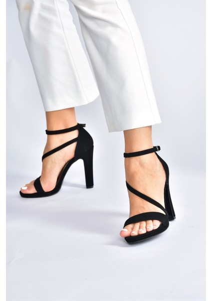 Siyah/siyah Nubuk Kalın Topuklu Kadın Ayakkabı M348072201 fiyatları