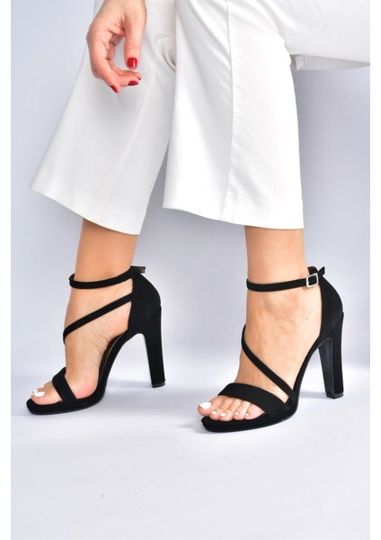 Siyah/siyah Nubuk Kalın Topuklu Kadın Ayakkabı M348072201 modelleri