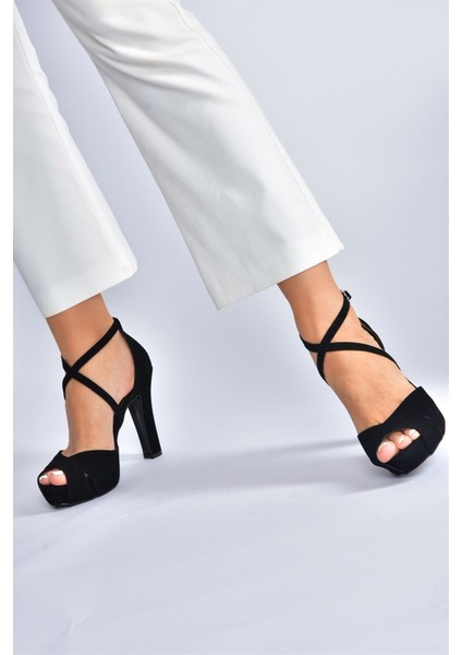 Siyah/siyah Nubuk Platform Kalın Topuklu Kadın Abiye Ayakkabı M348010201 fiyatları