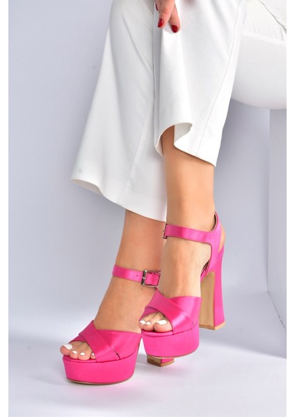 Fuşya Saten Kumaş Platform Topuklu Kadın Abiye Ayakkabı M348202404 fiyatları
