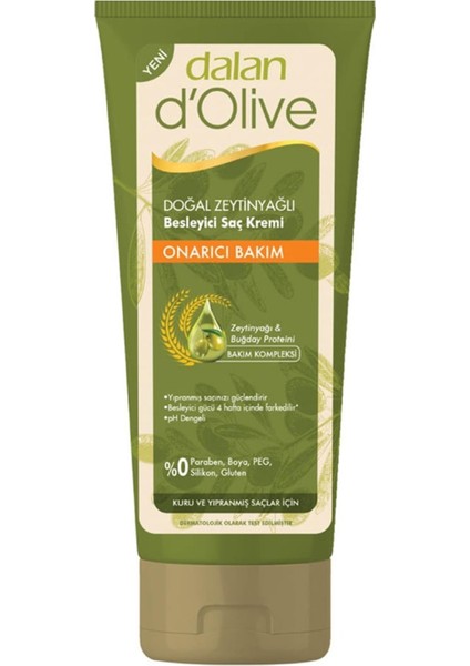 D'olive Doğal Zeytinyağlı Onarıcı Bakım Besleyici Saç Kremi 200 Ml