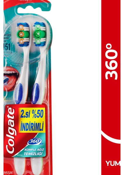 360 Komple Ağız Temizliği Yumuşak Diş Fırçası 1+1 fiyatları