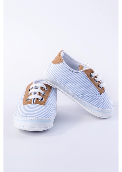 Mavi Çizgili Erkek Bebek Patik Ayakkabı modelleri