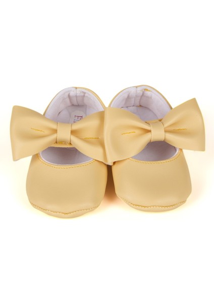 Sarı Kız Bebek Suni Deri Fiyonklu Babet Patik modelleri