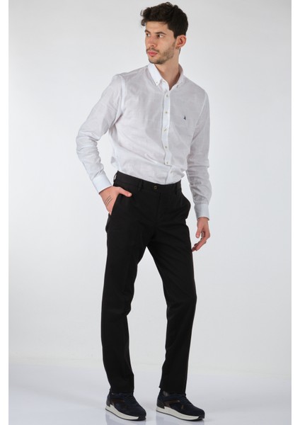 Slim Fit Dar Paça Normal Bel Siyah Erkek Pantolon 00536210