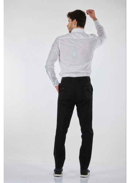Slim Fit Dar Paça Normal Bel Siyah Erkek Pantolon 00536210