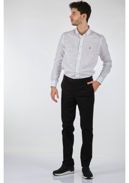 Slim Fit Dar Paça Normal Bel Siyah Erkek Pantolon 00536210