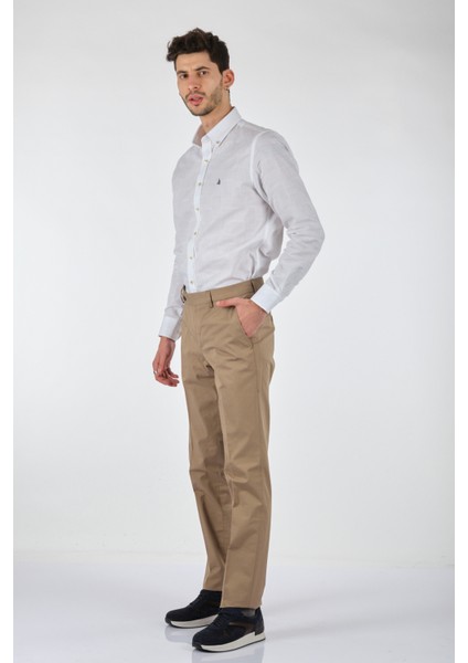 Slim Fit Dar Paça Normal Bel Bej Erkek Pantolon 00536210