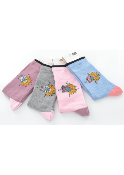 4 Lü Paula Kamera Desenli Kız Çocuk Soket Çorap