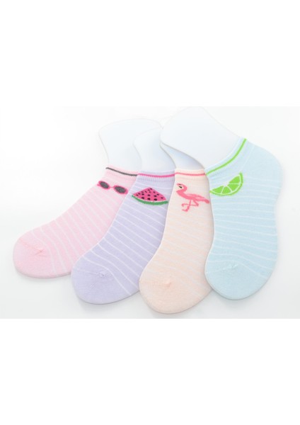 4 Lü Coraline Desenli Kız Çocuk Patik Çorap