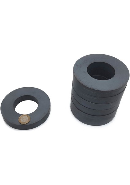 Oksit Mıknatıs Ferrit Kömür Delikli Güçlü Mıknatıs - Ø120X60X20 mm (4 Adet Set) modelleri