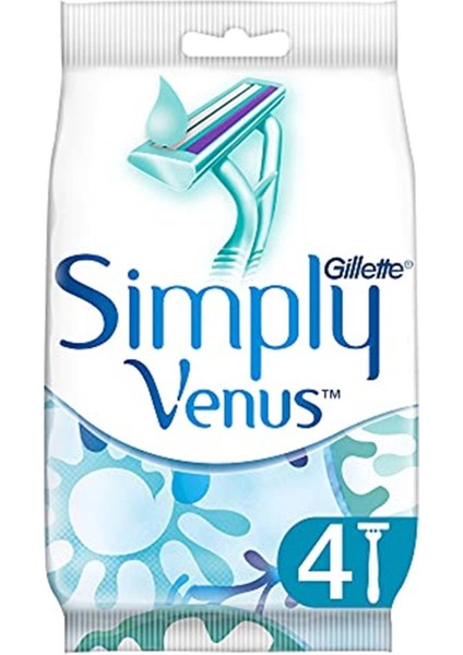 Gillette Simply Venus 2 Kullan At Kadın Tıraş Bıçağı 4'Lü