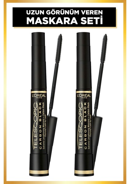 L'oréal Paris Telescopic Carbon Black Maskara - Siyah  2'li Set