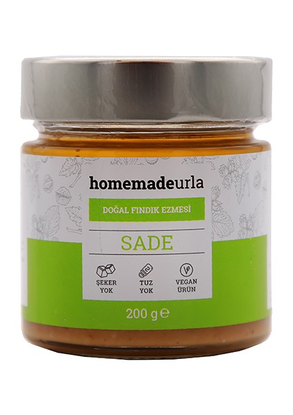 Homemadeurla Doğal Şekersiz Sade Fındık Ezmesi 200 gr