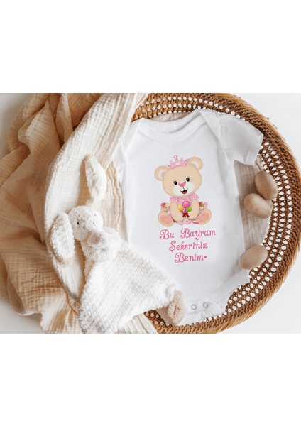 Bu Bayram Şekeriniz Benim Yazılı Kısa Kol Zıbın Ayıcıklı