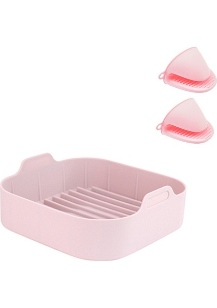 Yui / Xiaomi / Philips / Kumtel Uyumlu Air Fryer İçin Kare Silikon Tencere - Pembe (Yurt Dışından)