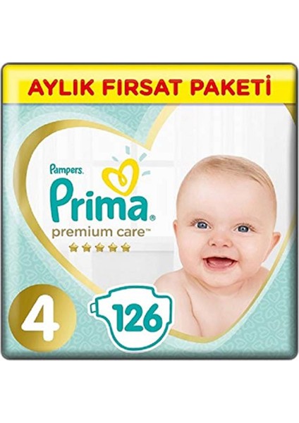 Bebek Bezi Premium Care 4 Beden 126 Adet Maxi Aylık Fırsat Paketi