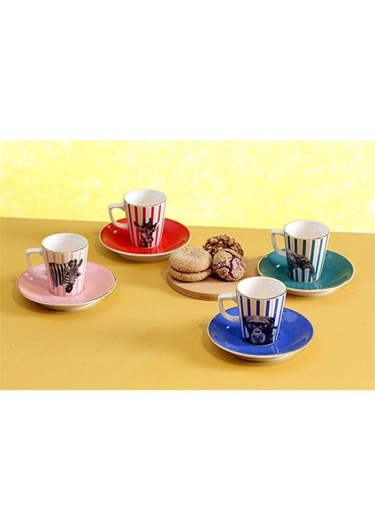 Porland Wild Life 4'lü Kahve Takımı