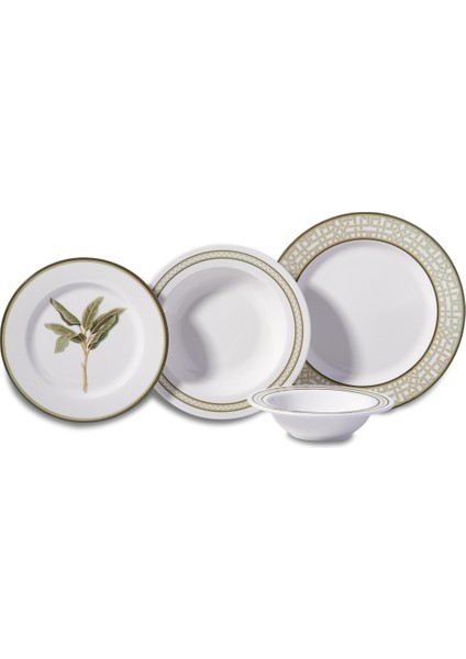 Natura Collection 24 Parça Yeşil Yuvarlak Yemek Takımı
