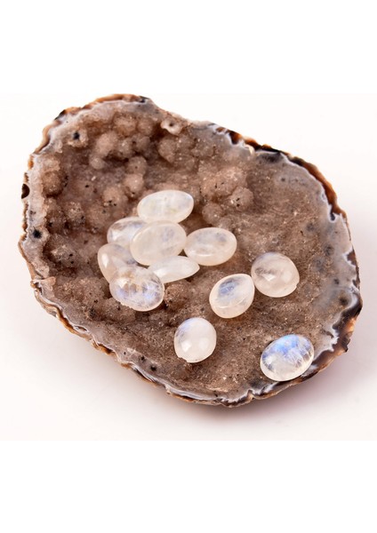 Ay Taşı Kabaşon - 12 x 16 mm Yüzük ve Kolye Taşı