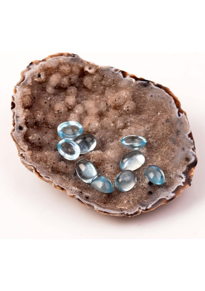 Mavi Topaz Taşşı Kabaşon - 10 x 13 mm