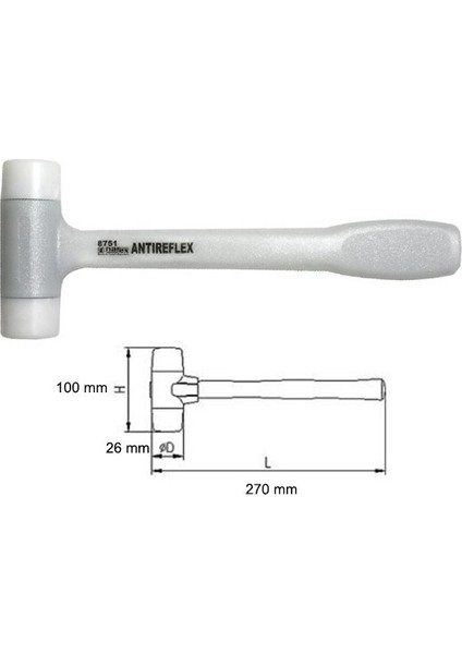 875151 Antireflex Geri Tepmesiz Plastik Çekiç 270 mm