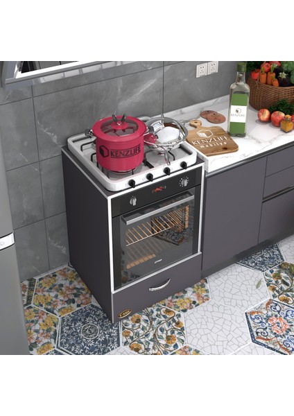 Kenzlife ankastre modülü kabini flor gri kapaklı fırın ocak dolabı sabit tabla fiyatları