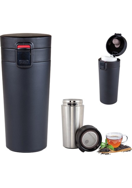 Kişiye Özel 5303 Siyah Çelik Termos Kupa 350ML