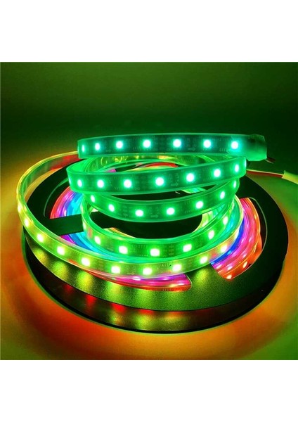 WS2812B Adreslenebilir Rgb Şerit LED - 60 LED IP65 - Silikon Korumalı (Su Geçirmez) - 5m