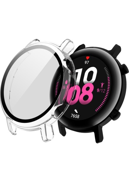 For Huawei Watch Gt2 42MM 2 In 1 Tempered Glass Screen Protector + Fully Plating Pc Case(Transparent) (Yurt Dışından)