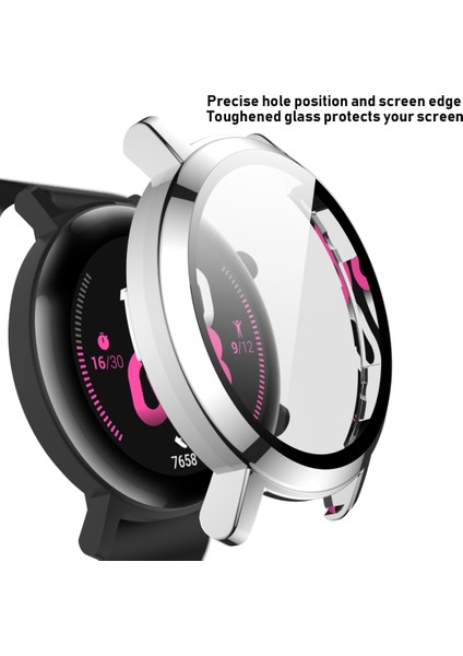 For Huawei Watch Gt2 42MM 2 In 1 Tempered Glass Screen Protector + Fully Plating Pc Case(Transparent) (Yurt Dışından)