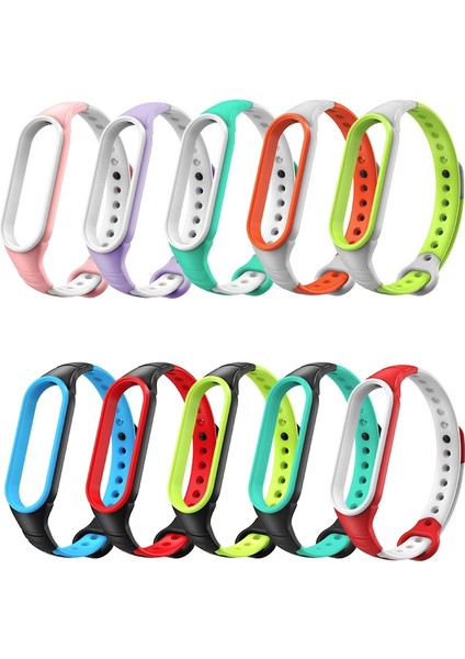 For Xiaomi Mi Band 6 Two-Color Silicone Breathable Replacement Watchbands(Black+Sky Blue) (Yurt Dışından) fiyatları