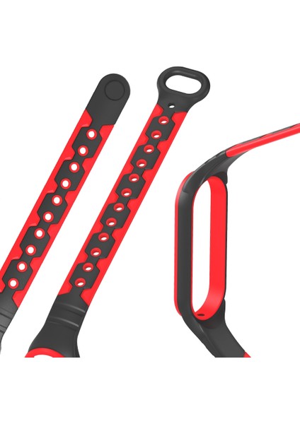 For Xiaomi Mi Band 6 Two-Color Silicone Breathable Replacement Watchbands(Black+Sky Blue) (Yurt Dışından) fırsatları