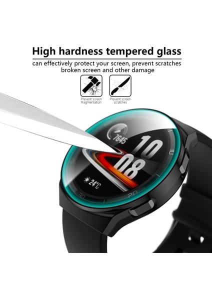 For Huawei Watch GT2E 2 In 1 Tempered Glass Screen Protector + Fully Plating Pc Case(Black) (Yurt Dışından) modelleri