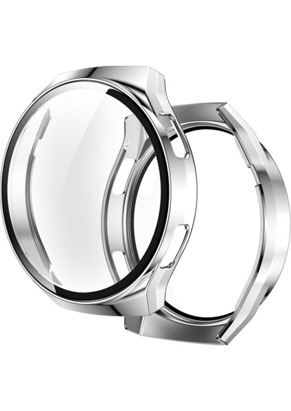 For Huawei Watch GT2E 2 In 1 Tempered Glass Screen Protector + Fully Plating Pc Case(Silver) (Yurt Dışından)