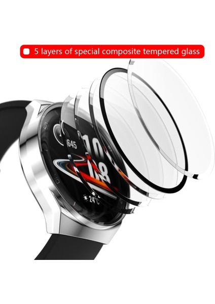 For Huawei Watch GT2E 2 In 1 Tempered Glass Screen Protector + Fully Plating Pc Case(Silver) (Yurt Dışından) fırsatları