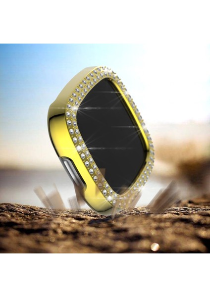 For Fitbit Versa 3 / Versa Sense Double Row Plating Diamonds Pc Protective Case(Golden) (Yurt Dışından) fiyatları
