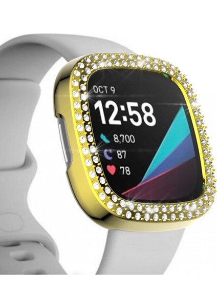 For Fitbit Versa 3 / Versa Sense Double Row Plating Diamonds Pc Protective Case(Golden) (Yurt Dışından) modelleri